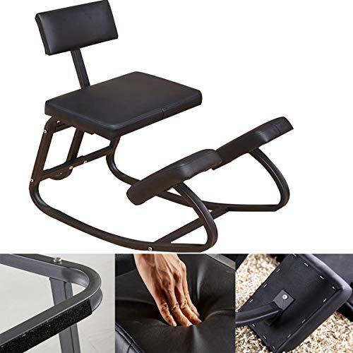 Silla ergonómica de rodillas con soporte de espalda, taburete de equilibrio correctivo de postura para uso en oficina, alivia la fatiga, diseño ortopédico para mayor comodidad