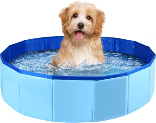 LieIe Piscina Plegable para Perros 80x20CM, Bañera Plegable para Perros, Baño Portátil para Mascotas Bebes Niños, Bañera Gatos, Piscinas para Perros Grandes Medianos Pequeños, PVC Antideslizante