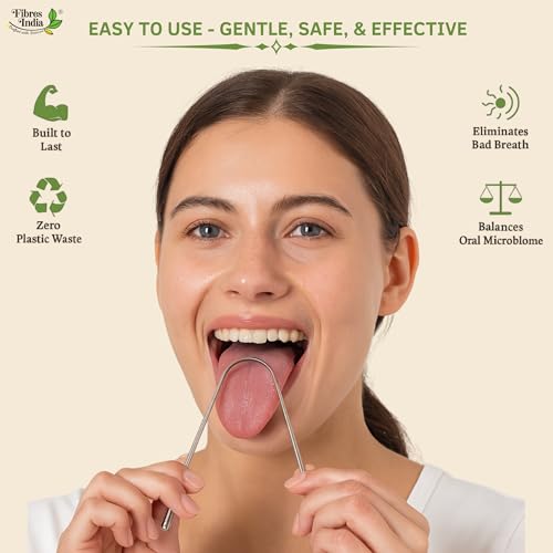 Image of Fibres India Steel Tongue Cleaner, Kids & Adults, Pack of 4 | Basic