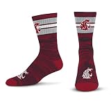 For Bare Feet Men's NCAA Washington State Cougars First String Crew Sock Team Color Large