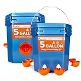 Juego de comedero y bebedero automático para pollos de 5 galones, 44 libras/20 L (azul)