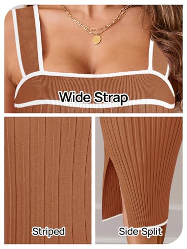 Image of MEROKEETY Womens Summer Striped Bodycon Ribbed Knit Midi Sweater Dress 2026 | Sleeveless Long Tank Dress, Soft, Stretchable, Maternity, Baby Shower, Gender Reveal, Bump Friendly, Beach, Vacation Outfit