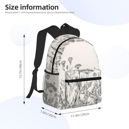 BREAUX Floral Herbs Botanical Engraving Print Lightweight And Comfortable Duffel Bag, Casual Daypack, Multipurpose Backpack4