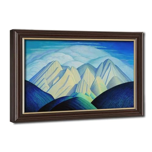 Impression sur toile Montagnes près de Jasper par Lawren Stewart Harris en 61 x 91 cm