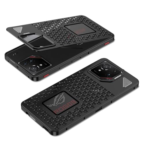 QUIETIP Schutzhülle kompatibel mit ROG Phone 9/9 Pro/ROG Phone 8 Pro mit Displayschutzfolie, Metallrahmenabdeckung, Schwarz