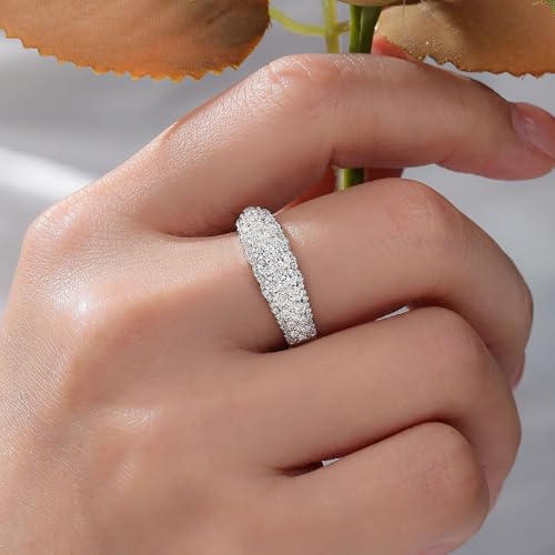 Wuziwen Vintage Anniversary Rings for Women Eternity Wedding Bands for Her Cubic Zirconia 925 Sterling Silver4