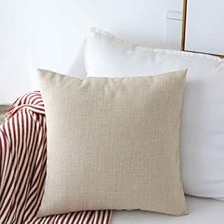 Home Brilliant Large 65x65 Cushion Cover, Linen Cushion Covers for Sofa Cushions, Burlap Decorative Beige Square Pillows Case 65 x 65, 26 inch, Light Linen