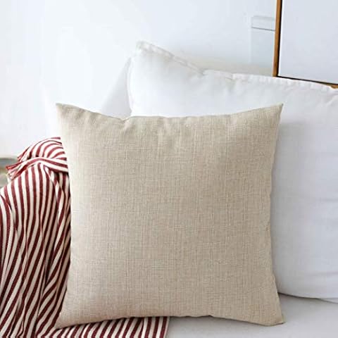 Home Brilliant Large 65x65 Cushion Cover, Linen Cushion Covers for Sofa Cushions, Burlap Decorative Beige Square Pillows Case 65 x 65, 26 inch, Light Linen Cover