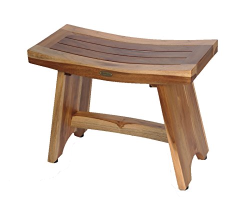 EcoDecors 24 Inch Serenity Teak Shower Bench – Waterproof Bathroom