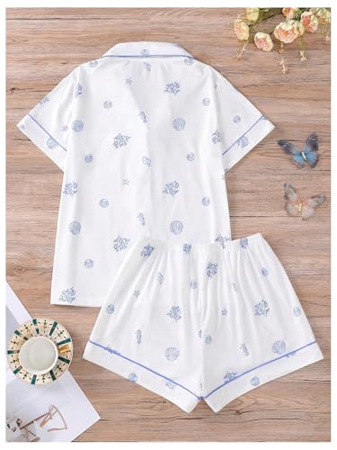 Floerns Women's Floral Pajamas Notch Collar Print Sleepwear Two Piece Pajama Set2