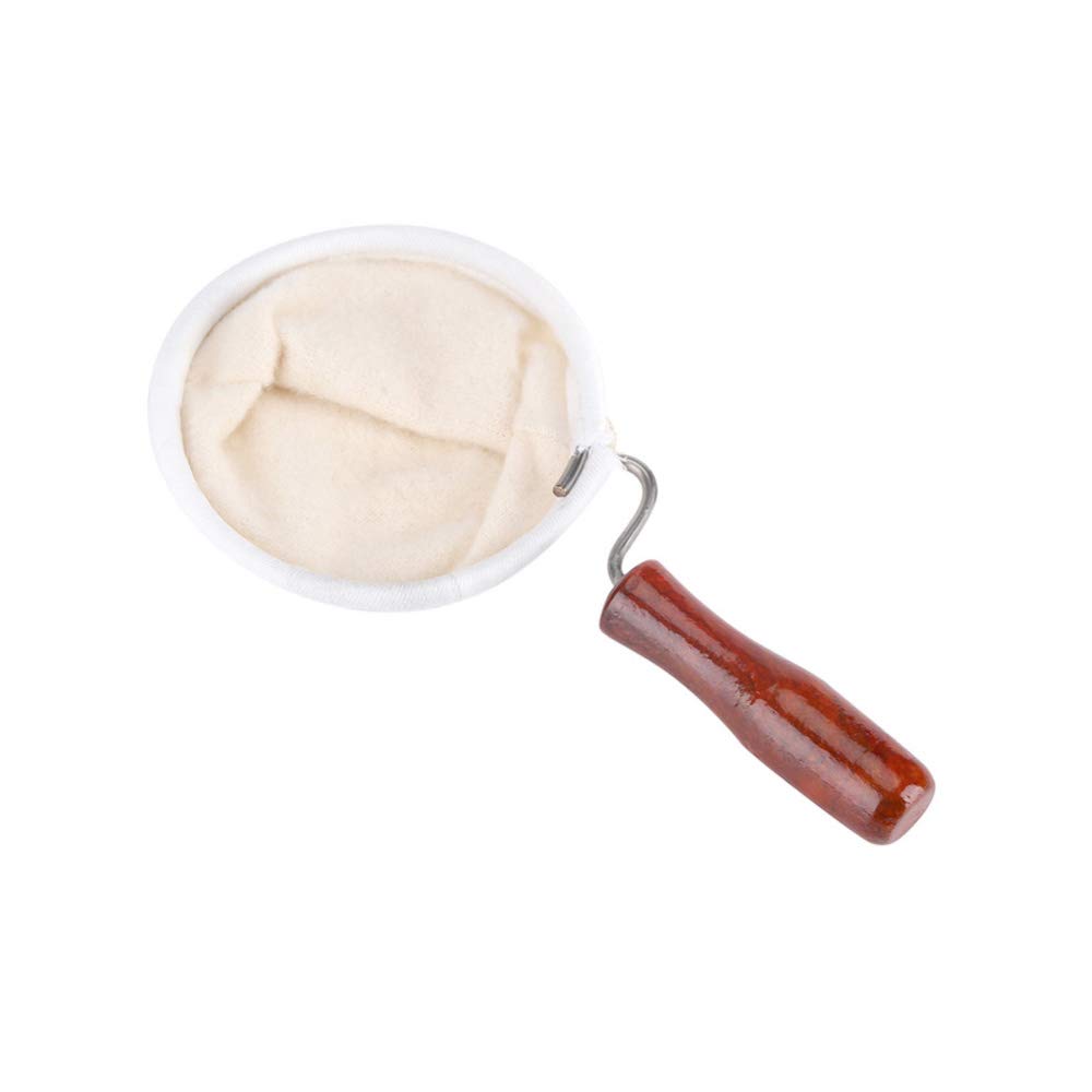 Leadigol Filtro de café, colador de filtro de café de tela de franela, calcetín de café reutilizable con mango de madera, colador de café de tela con anillo de metal