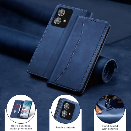 Image of Jasonyu Case for Motorola Edge 40 Neo, PU Leather Case, Book Style Flip Case with Cards and Wallet, Folding Stand, Magnetic Closure, Layer (Blue)