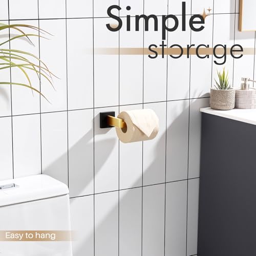 Image of KOKOSIRI Toilet Paper Holders Wall Mounted Toilet Roll Holder for Bathrooms Hardware Washroom T-304 Stainless Steel, Matte Black and Gold B2003GDK