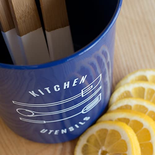 Now Designs Powder-Coated Steell Utensil Crock, Navy Blue, 5x6 inches - Thumbnail 4