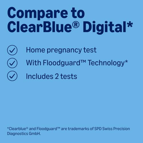 Image of Amazon Basics Digital Pregnancy Test, Over 99% Accurate, Wide Tip for Easy Sampling, 2 Pack