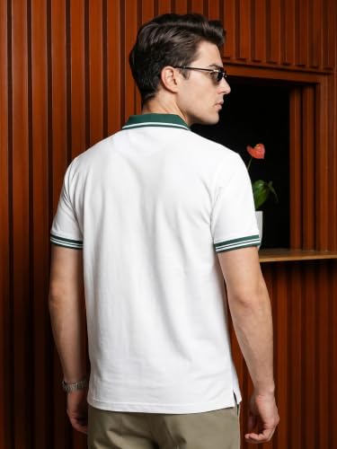 Image of Veirdo Pure Cotton Half Sleeves Regular Fit Plain Solid Classic Polo Colored Collar T-Shirt for Men (Colors: Olive, Maroon, Navy, Black, Green & Orange)