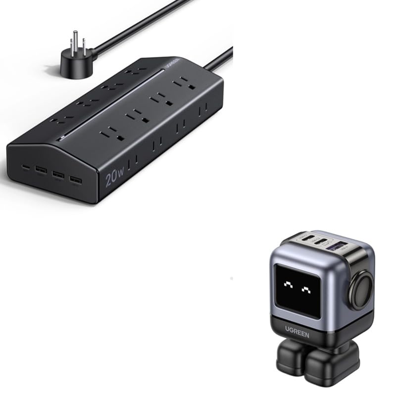 Cargador UGREEN 65W GaN USB-C con 20 en 1 regleta de corriente miniatura 1