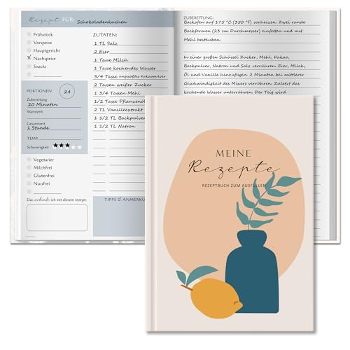 BIROYAL Rezeptbuch zum Selberschreiben A5, Kochbuch Selbst Schreiben, Rezeptbuch für 100 Lieblingsrezepte, Kochbuch zum Selberschreiben, Recipe Book Backbuch Schreiben, Rezepte Buch zum Ausfüllen