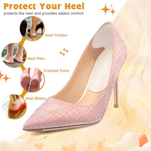 Image of Geyoga 8 Pairs Adhesive Heel Cushion Pads for Too Loose Big Boots Cuttable Reusable Back of Heel Shoe Pads Grips Inserts for Women Men Anti Blister Shoe Guards Liners for Improving Fit (Clear)