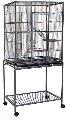 Large Wrought Iron 4 Levels Ferret Chinchilla Sugar Glider Small Animal Cage with 1/2" Wire Cross Shelves & Ladders with Removable…