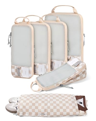 Image of BAGSMART 6 Set Compression Packing Cubes for Travel, Lightweight Luggage Organizer Bags, Durable Space Saver Bags Travel Essentials