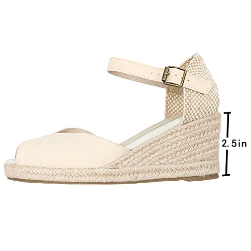 Image of Women's Espadrille Wedge Sandals Closed Toe Lace-Up Shoes