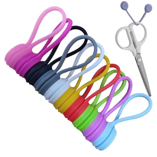 Bridas magnéticas – Juego organizador de cables de silicona | Soporte de alambre flexible con imanes integrados, diseño de correa reutilizable, solución de gestión compacta para auriculares
