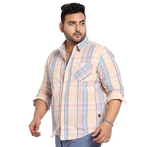 Image of Instafab Plus Men's Shirt for Casual Wear | Spread Collar | Short Sleeve | Button Closure | Plus-Size Fit | Cotton Shirt Crafted with Comfort Fit for Everyday Wear