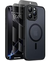 Magnetic Case for iPhone 16 Pro with Privacy Screen Protector [Compatible with MagSafe][Camera Protection][Military-Grade][Camera Control Cover]Translucent Matte iPhone 16 Pro Phone Case,Black