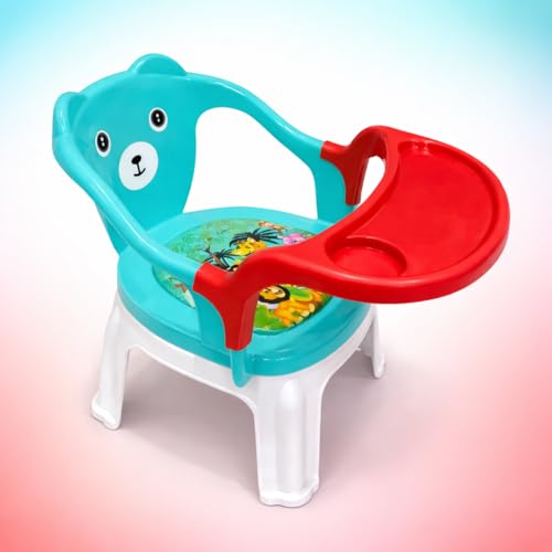 Image of MY LITTLE TOWN Kids Feeding Chair| Musical Chu Chu Chair| Baby Chair| 4-36 Months| Baby Chair| Portable| Booster seat (Sea Green with red)