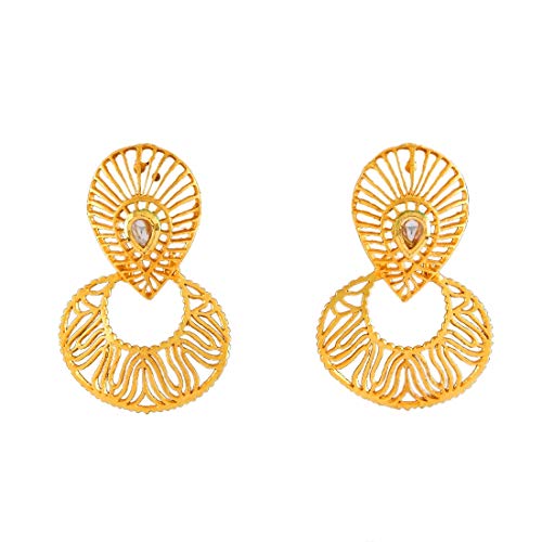 Pendientes tradicionales indios de oro 18k y cristal de lujo