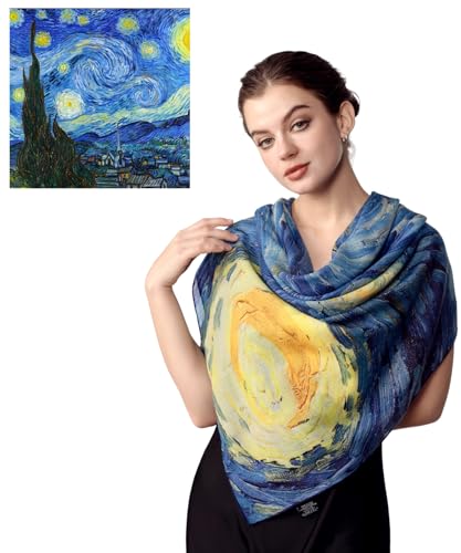 PoeticEHome Chal de Cachemir para Mujer 90x90 cm - Bufanda Cuadrado Artístico Ultra Ligero, Envoltura Regalo