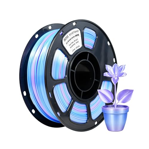 iBOSS PLA+ Filamentverlauf lila und blau, glänzendes Seidenfilament 3D-Druckmaterial, Maßgenauigkeit 1,75 mm +/- 0,02 mm, 1 kg/Welle, 2,2 Pfund kompatibel mit den meisten FDM-Druckern (lila und blau)