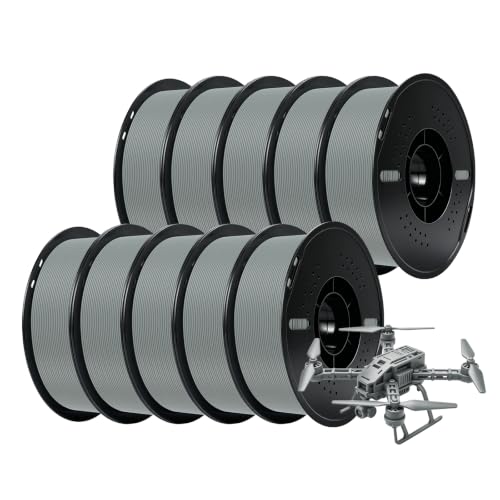 Image of Kingroon PLA Plus（PLA+） 3D Printer Filament, 10 Rolls, Dimensional Accuracy + /- 0.03 mm, 10kg Spool(22lbs), 1.75 mm, Gray