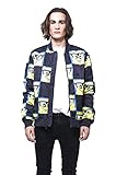 Members Only Men's Cartoon Print Bomber Jacket (Black, X-Small)