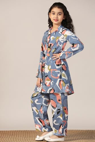 Image of Fashion Dream Girl's Rayon Abstract Printed Clothing Set|Co-ord Set|Casual Wear|Coordinate Outfit for Girls