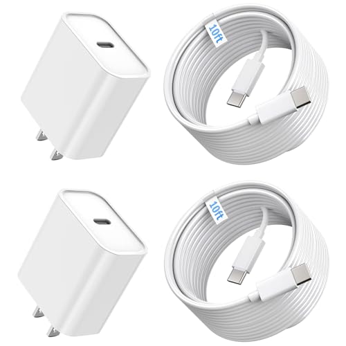 iPhone 16/15 Charger Fast Charging, 2Pack 10FT Long USB C to C Apple Fast Charging Cable Cord with 20W PD USB C Fast Charger Block for iPhone 16/15/15 Pro/15 Pro Max/15 Plus, iPad 12.9/11/10.9/Air 5/4