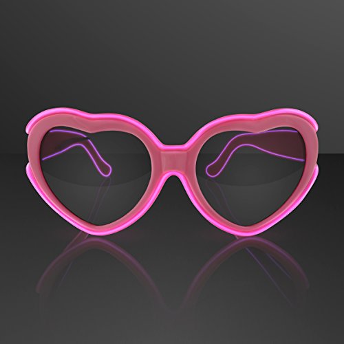 Light Up Sunglasses EL Wire Neon LED Flashing Glowing Pink Heart Glasses2