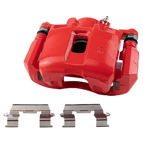 Image of TRQ Front Brake Caliper Set Painted Red Brackets Compatible with 2001-2003 Acura CL 1999-2004 RL 1999-2008 TL 2004-2014 TSX 2003-2012 Honda Accord