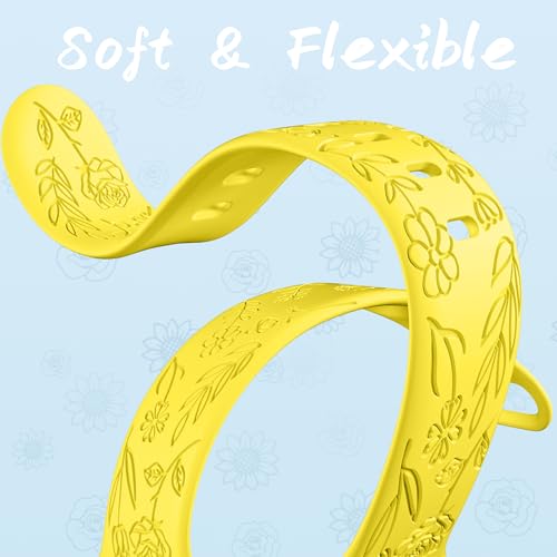 Image of SNBLK 6 Pack Floral Engraved Bands Compatible with Apple Watch Bands 40mm 41mm 42mm 38mm 44mm 45mm 46mm 49mm Women Men, Silicone Flower Pattern Strap for iWatch Series 11 10 Se Ultra 9 8 7 6 5 4 3 2 1
