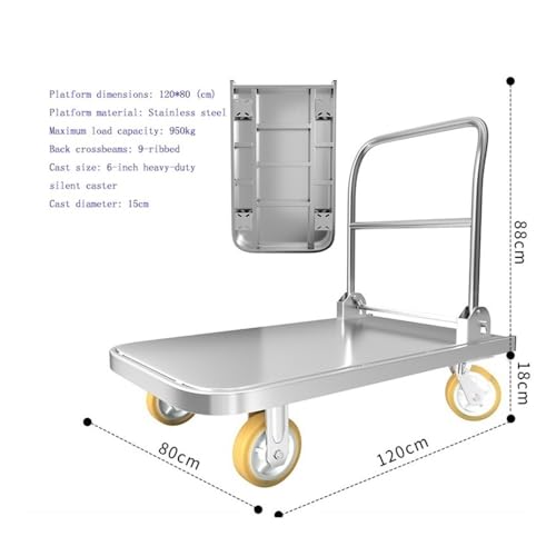 Carretilla plegable de acero inoxidable con ruedas de 6 pulgadas miniatura 2
