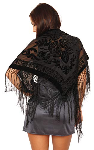 Arsimus Velvet Burnout Shawl Wrap With Fringe2