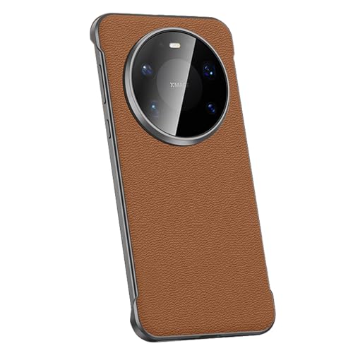 LYJSMGZ Genuine Leather Case for Huawei Mate 80 Pro Max/80 Pro/80, Borderless Ultra-Thin Shockproof Cover Anti-Fingerprint Heat Dissipation Case,Brown,Mate 80