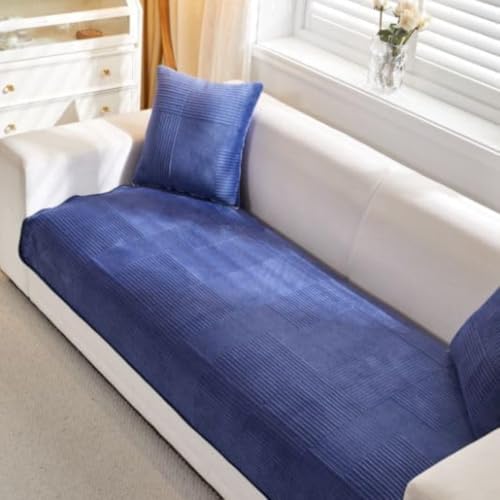 Image of HOMETHREADS Innovative Premium Velvet Sofa Cover Mat with PVC Backing for Non-Slip Comfort (Blue Abstract, 1 Seater | 70x70cm)