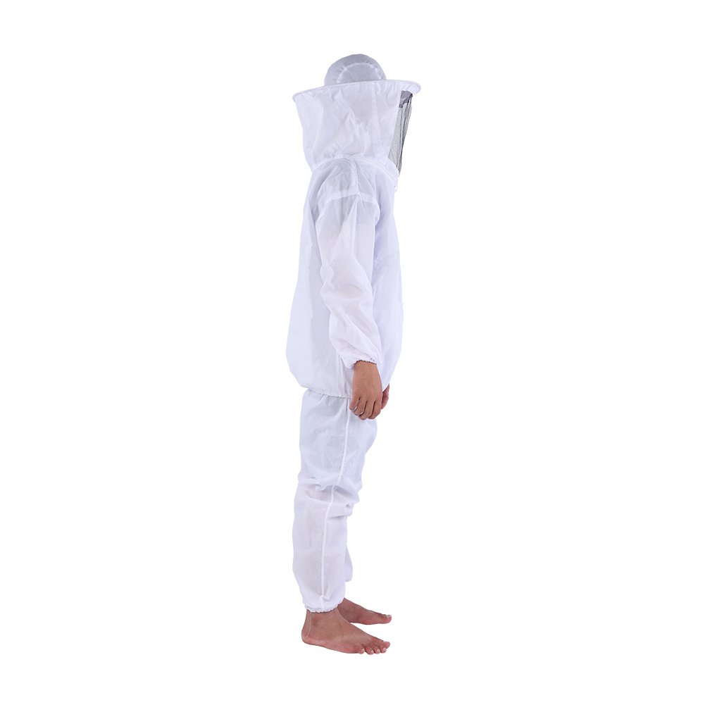 Tuta da Apicoltore Abbigliamento Protettivo Panno Lavabile Attrezzatura per Apicoltura con Velo a Rete con Cappuccio Polsini Elasticizzati e Passanti per Pollice per Lavoratori