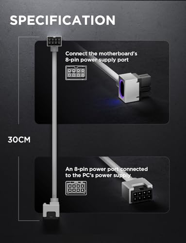Image of AsiaHorse Hydrus-8PIN GPU PSU Extension Cable ARGB Light, Copper Wire Power Extension Cable Integrated Minimalist Design, 2000W Power (Whole Set), PC Power Cord for GPU Cable Management & DIY