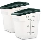 Tafura [Pack of 2] 4 Qt Square Food Storage Container with Lid, Sugar and Flour Keeper, Commercial Grade Brine Bucket with Cover, 4 Quart Food Prep & Brining Canister. Rice Storage Container BPA Free