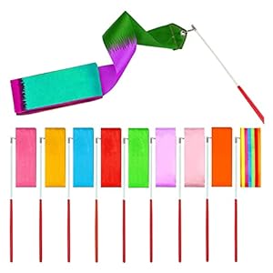 10 Stuks Gymnastiek Lint, Ritmische Streamer Baton Twirling Gymnastic Ribbon, Gymnastiek Lint voor Kinderen, Danslinten…