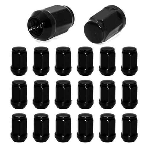 Image of 20pcs M12x1.5 Black Wheel Lug Nut, 35mm Length Cone Seat 19mm Hex, Compatible with Accord Civic CRV Element HRV Odyssey Trailblazer TSX Fusion Focus Escape Tacoma Avalon Camry