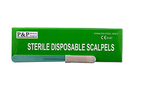 Disposable Scalpels Sterile Surgical Blade Size 21 Stainless Steel with Plastic Handle & Metric Line Individually Foil Wrapped by P&P MEDICAL SURGICAL Box of 10 Disposable Scalpels Sterile Surgical Blade Size 21 Stainless Steel with Plastic Handle & Metric Line Individually Foil Wrapped by P&P MEDICAL SURGICAL Box of 10